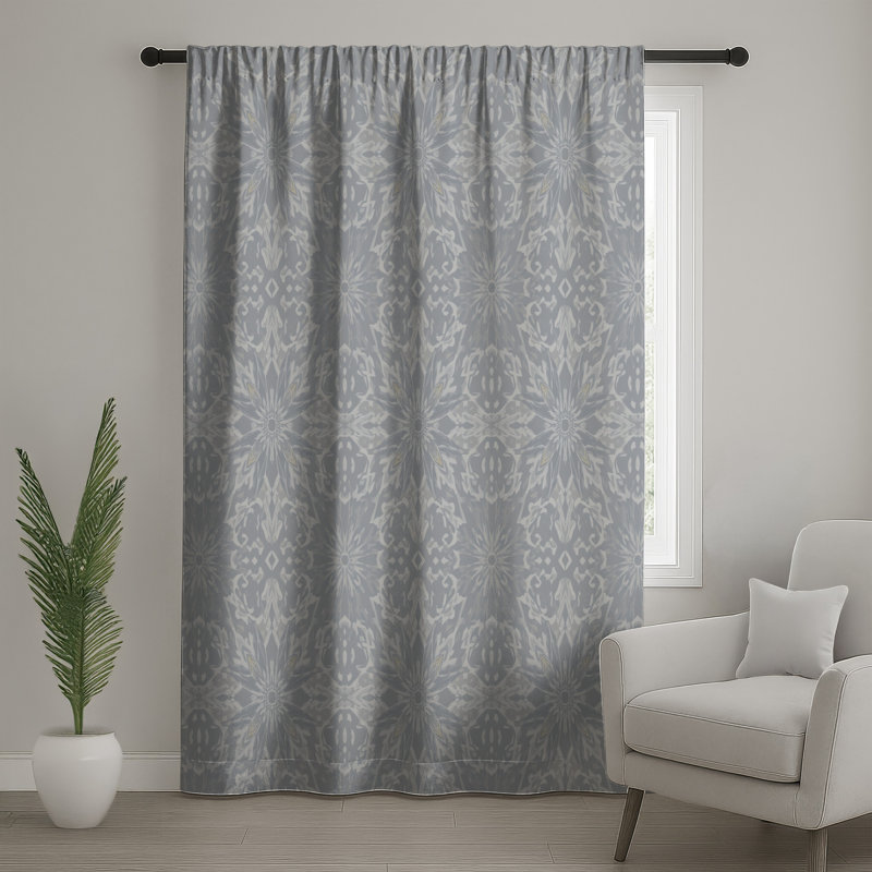 Rideaux gris à motif de mandala, voilages et voilages à motif mandala - 1 panneau, Blocage, 50 po x 80 po - 1 panneau