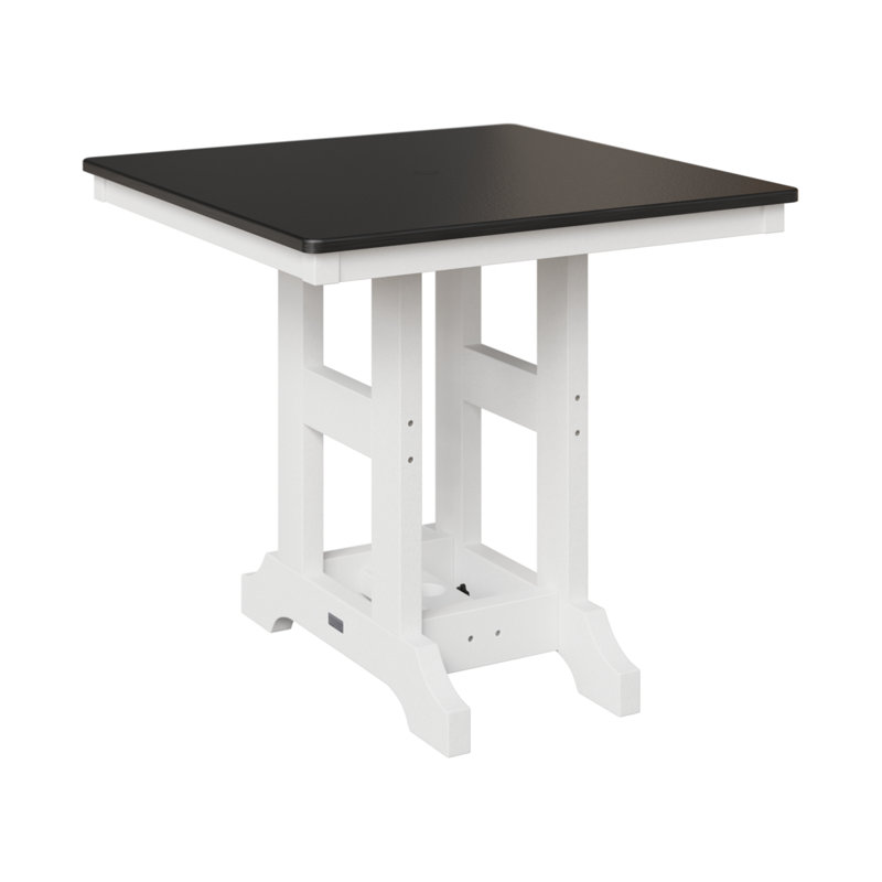 Table de bar carrée 33 po Berlin Gardens Garden Classic, H 39,5 po x l 33 po x P 33 po, Blanc, Noir martelé
