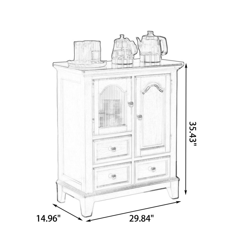Buffet en merisier massif et bois manufacturé, Cerise profonde