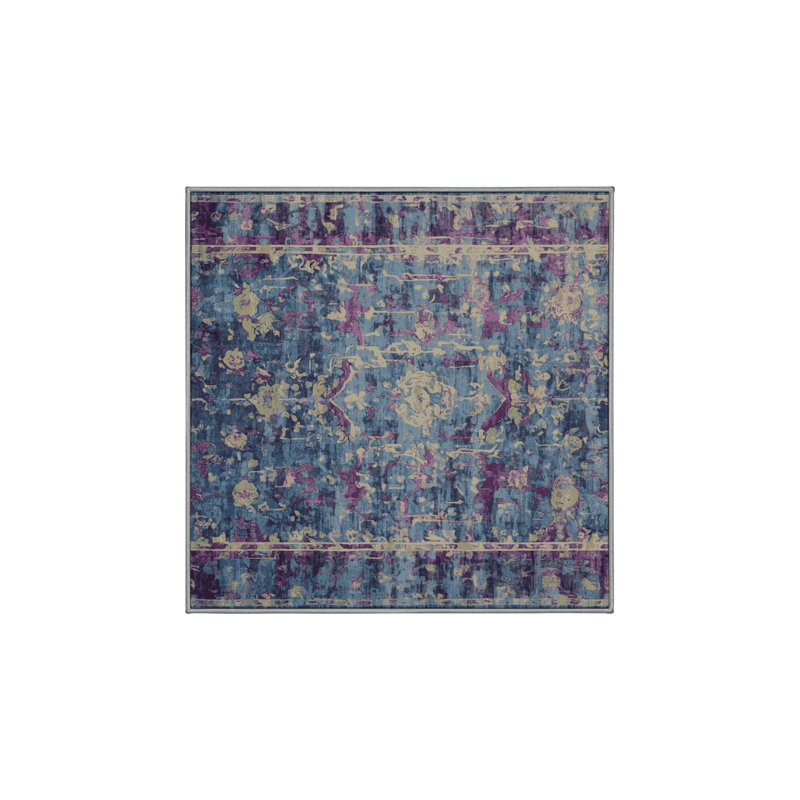 Machine Washable Gray Area Rug, Square 8'