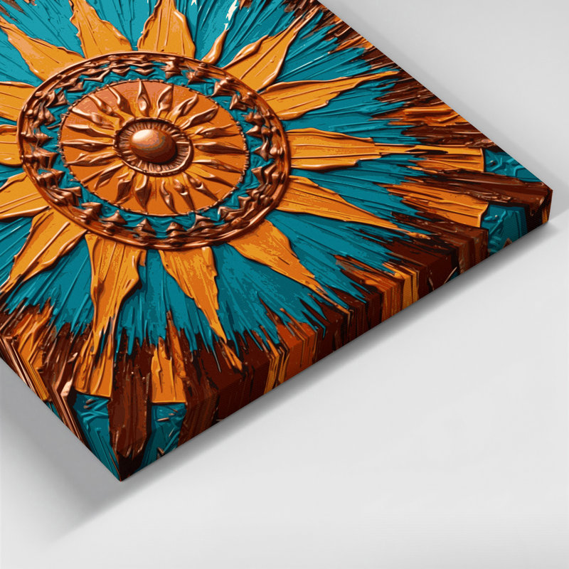 «Southwestern Cowboy Sunburst», art sur toile brun à motif 87