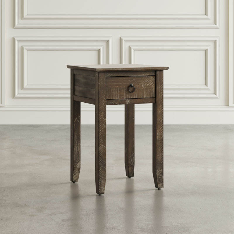 Degnan Solid Wood Top End Table with Storage, Dark Brown