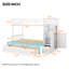Lit superposé simple au-dessus d'un lit double / double blanc avec tiroir organisé et rangement pour tablettes - Chambre simplifiée dans un espace protégé protégé