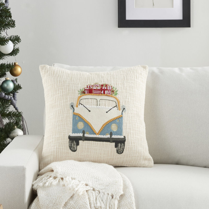 Appliqued Cotton Throw Pillow