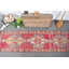 Tapis de couloir turc en laine fabriqué à la main en rouge avec motif géométrique authentique bleu / rouge