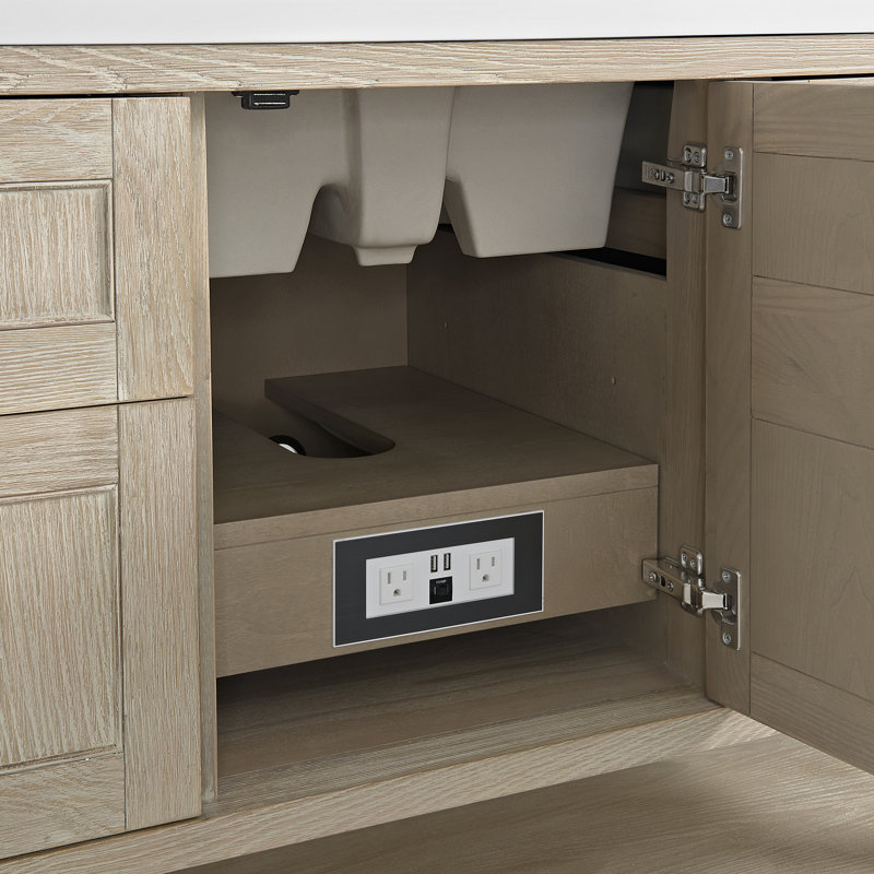 Breckenridge 48'' W Single Vanity, Eternal Jasmine Pearl, 8" Widespread, Whitewashed Oak