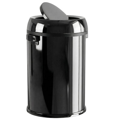 17 x 16 x 27 IN 65L Flip Top Trash Can with Stainless Steel and Plastic Construction, Large Capacity Commercial Waste Bin for Kitchen, Office, Restaurant and Break Room, Black Gloss