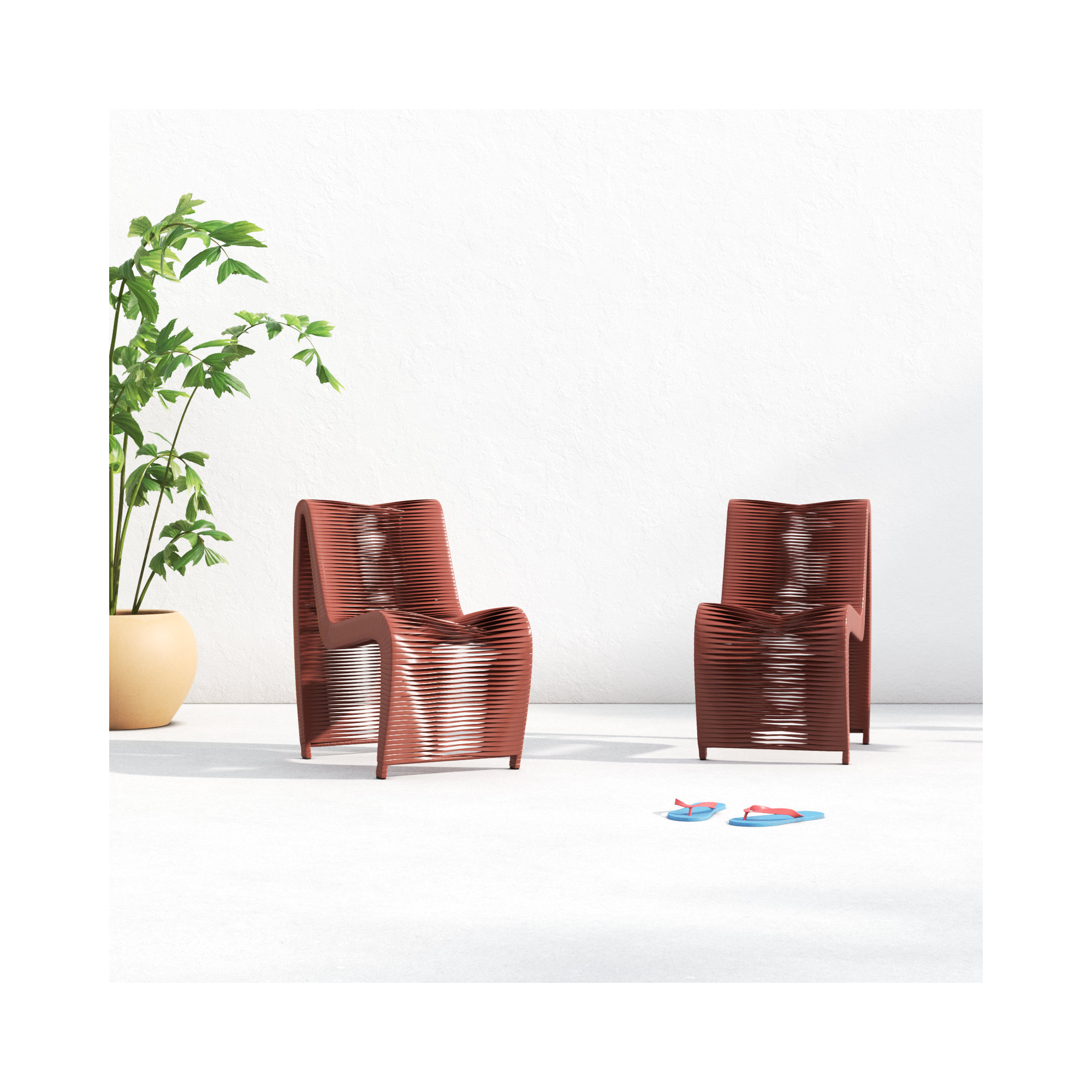 Pernille Outdoor Armless Lounge Chair, Terracotta