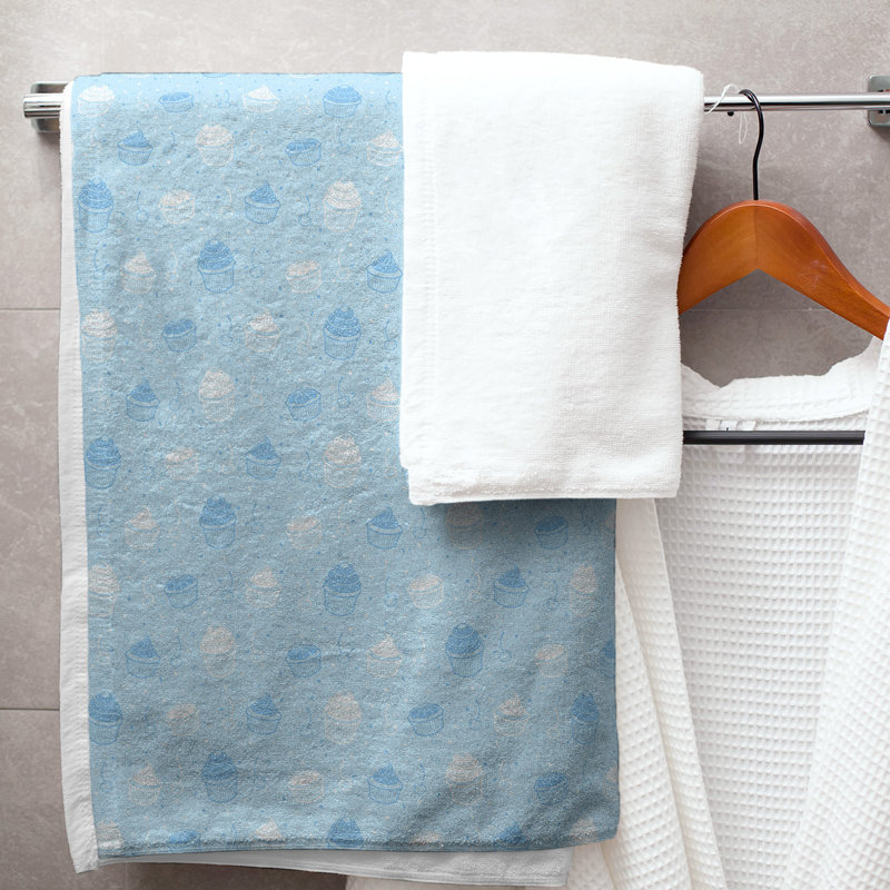 Katelyn Elizabeth Cotton Blend Bath Towel, Blue/White
