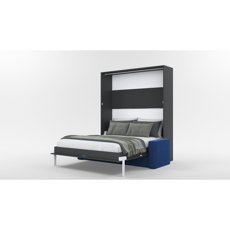 Neidelin Upholstered Bed, Grey/Navy