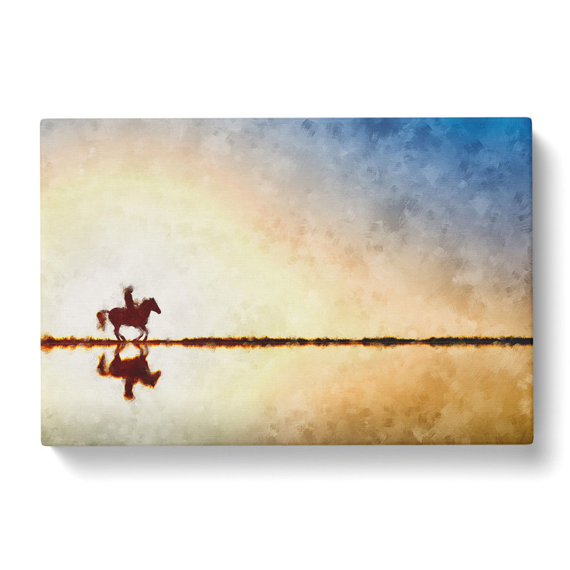 Horse Riding in the Sunlight - Wrapped Canvas Painting Print, 50cm H x 76cm W x 3cm D