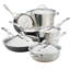 Anolon Nouvelle Copper Stainless Steel & Hard Anodized Nonstick Cookware Pots & Pans Set, 11 Piece, Silver & Black