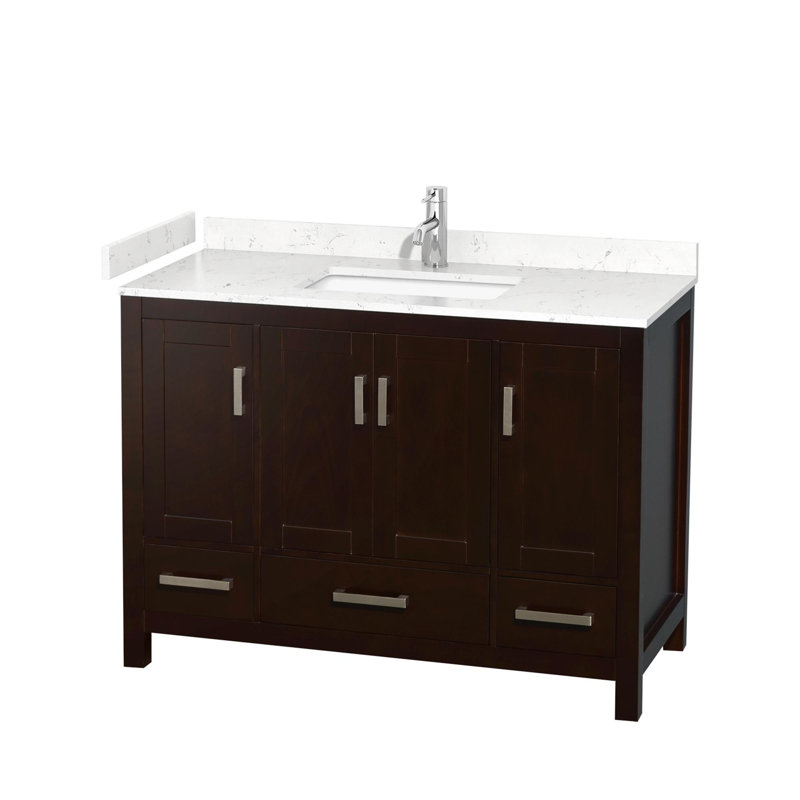 Sheffield 48" Freestanding Single Bathroom Vanity with Cultured Marble Top, Carrara Cultured Marble, Espresso