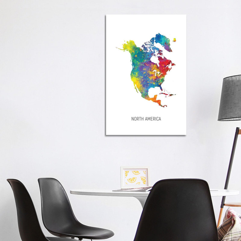North America Map by Michael Tompsett - Print on Canvas, 101.6cm H x 66.04cm W x 3.81cm D, Wrapped Canvas