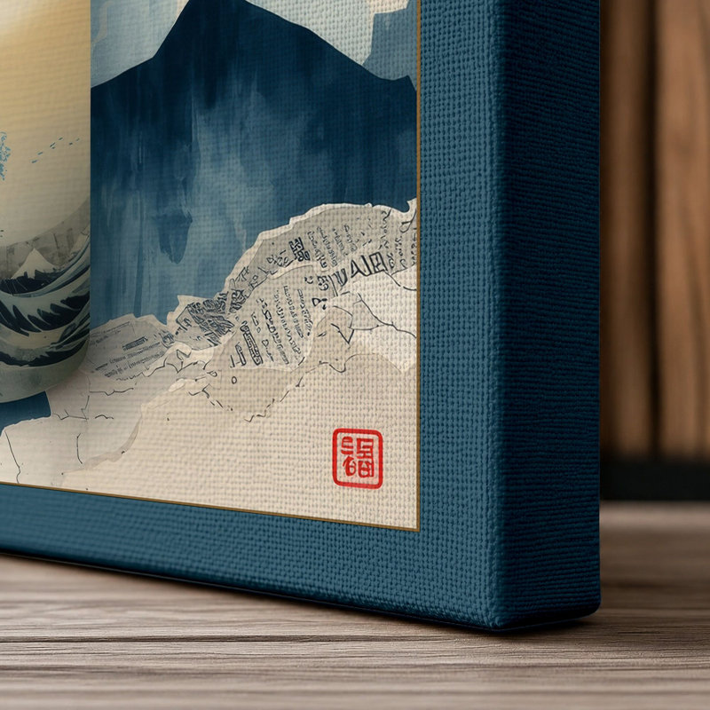 Candlelit Meditation Japandi - Wrapped Canvas, 36x24 - 91.4 x 61.0 cm, Teal Border