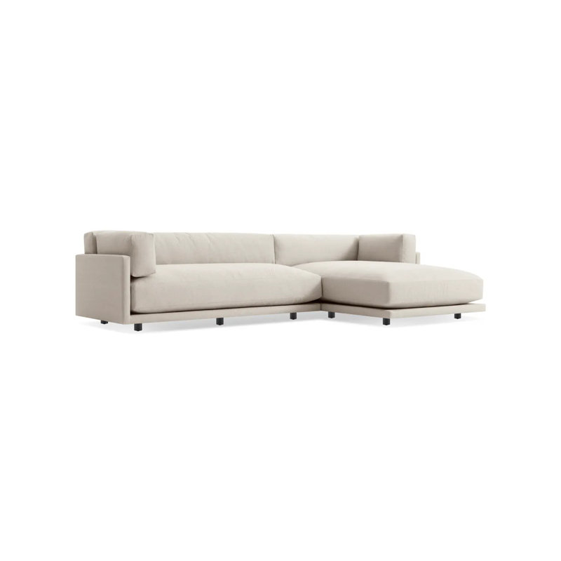 Sunday Chaise Sectional, Sanford Natural Linen, Right Hand Facing