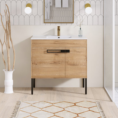 Meuble-lavabo simple 36 po avec dessus en céramique Belldon