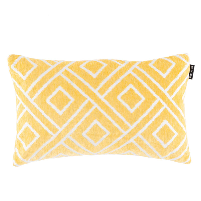 Yellow Geometric Diamond Rectangular Throw Pillow
