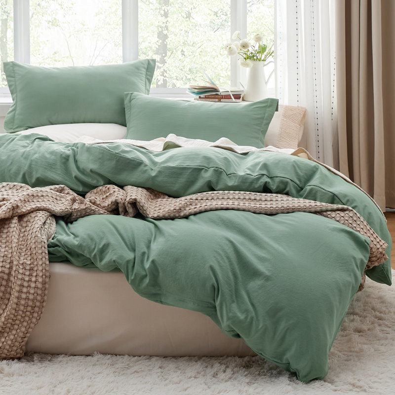 Housse de couette en microfibre de format grand format - Ensemble de literie très douce en coton prélavé (ensemble de 3)