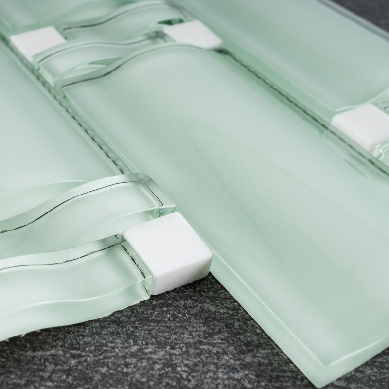Reflection 11.82 in. x 12.01 in. Brick Joint Glossy Glass Mosaic Tile, Mint Green