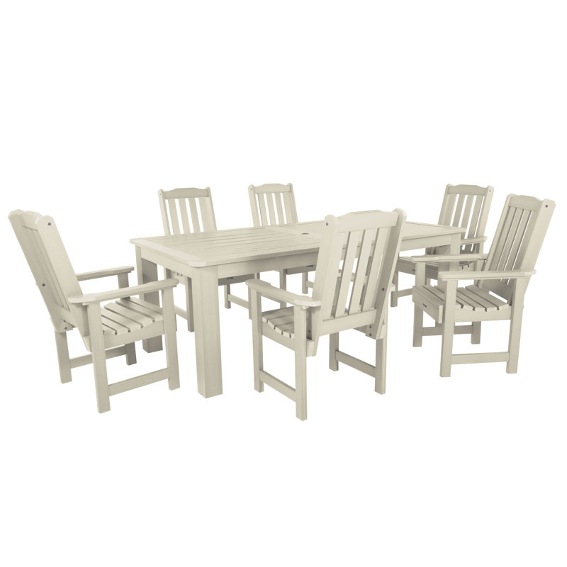 Ensemble repas pour 6 personnes Kile, Blanc délavé, L 84 po x l 42 po x H 30 po