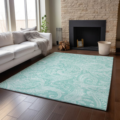 Premium Machine Washable Apodaca Teal Rug