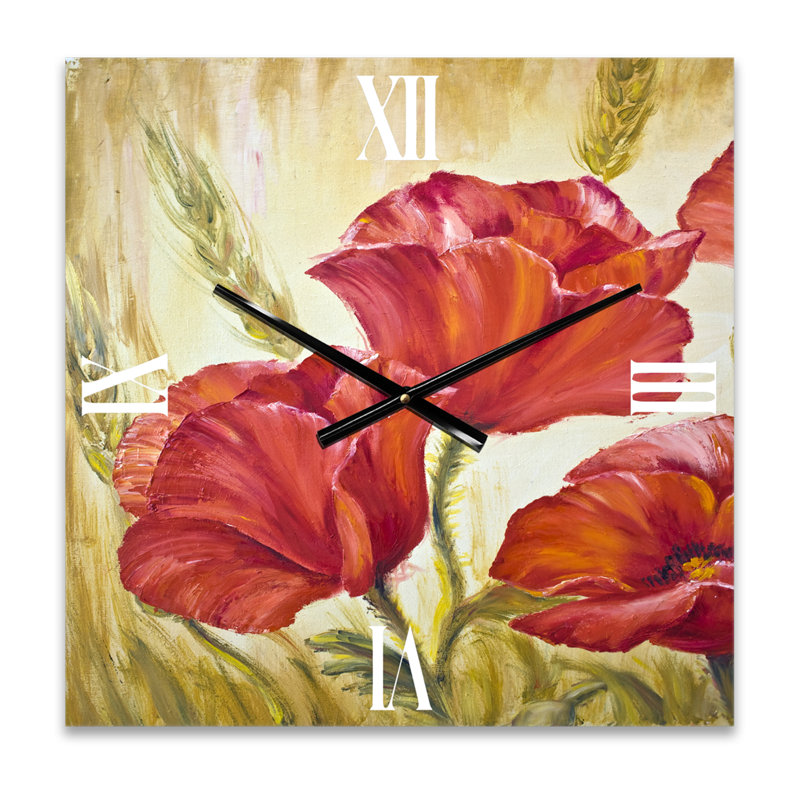 Horloge murale «Blossoming Poppies in Wheat Fields II», Moyen
