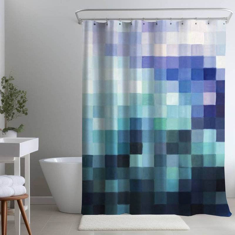 Geometric – Polyester Shower Curtain, Dye Sublimation Print, 71" W × 74" L