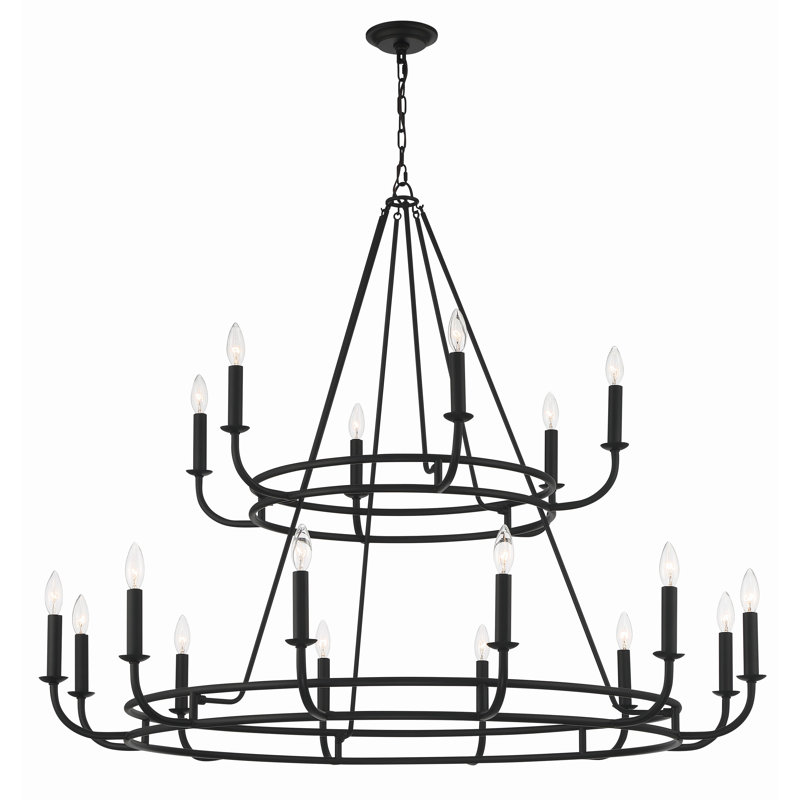 Marqua 18 - Light Dimmable Wagon Wheel Chandelier, Black