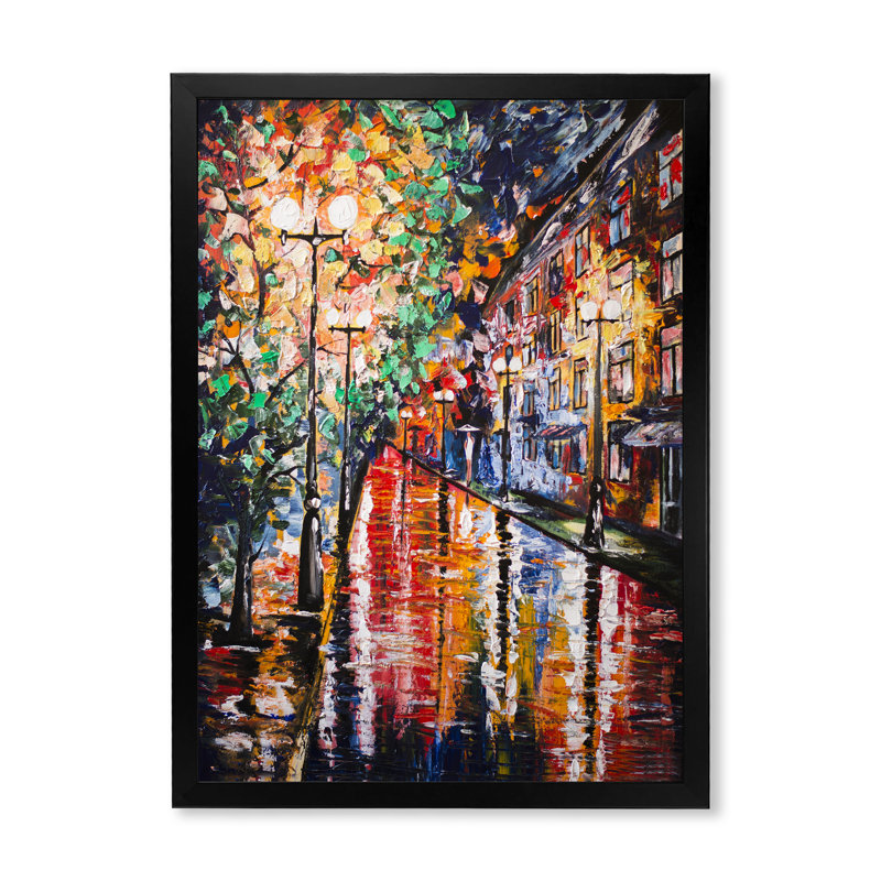 Paris Street Under Rain - Peinture, Cadre photo noir, H 32 po x l 16 po x P 1 po