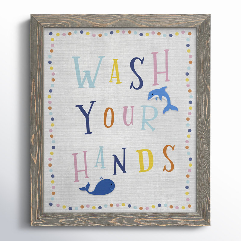 " Wash Your Hands ", Gray Framed, 20" H x 17" W x 1" D