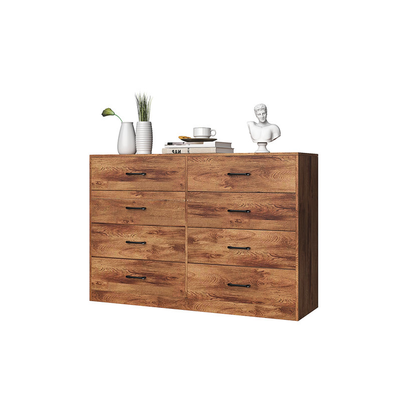Commode double à 8 tiroirs avec tiroirs en tissu Meinou, Naturel