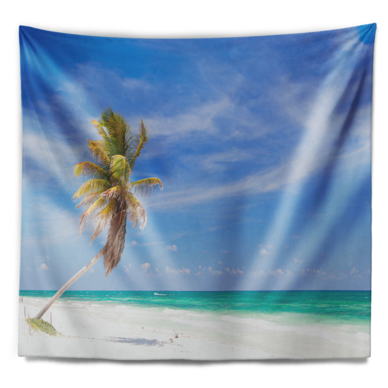 Solitary de palmier à plage en tapisserie de polypropylène avec accessoires suspendus en polyester mer de mer