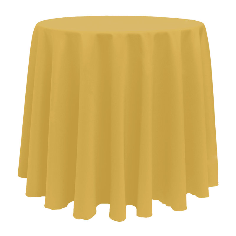 10 Pack Round Polyester Linen Tablecloth, 120" x 120", Gold