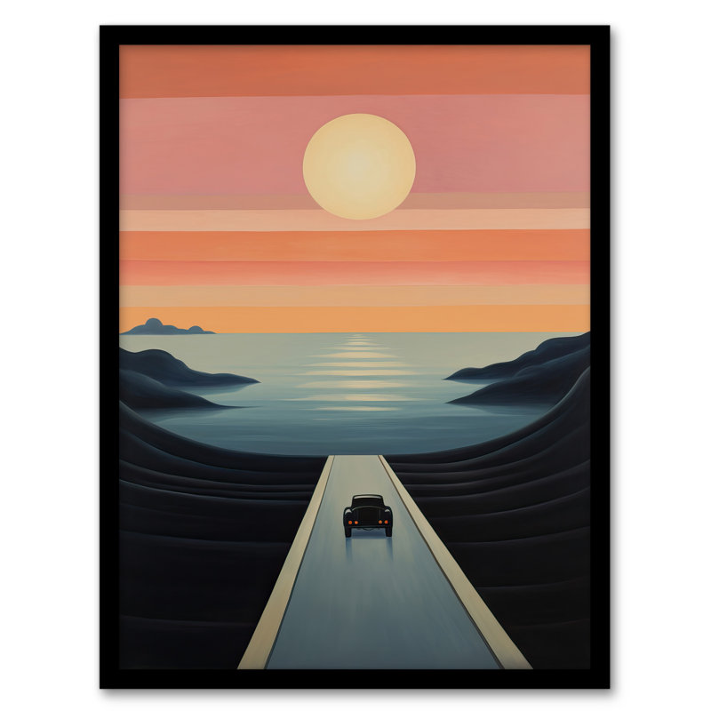Long Road Home Just Follow the Sun Seascape Painting 1 Piece Single Picture Frame Wall Art