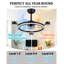 Fandelier intelligent multi-atmosphère de 20 po avec 3 têtes de lampe bidirectionnelles (RVB, projection du coucher du soleil et 3 anneaux DEL CCT), ventilateur de plafond encastrable avec moteur DC silencieux