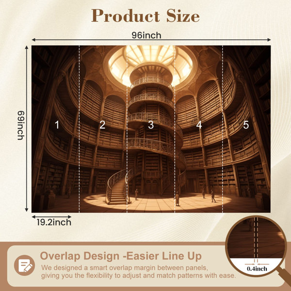 Red Barrel Studio Library Peel and Stick Wallpaper Grand Circular ...