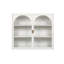Armoire murale 27,56 po à deux portes en verre avec rangement à trois niveaux pour le hall d'entrée, salle de bain, armoire murale avec motif tissé caractéristique, blanc-272315470