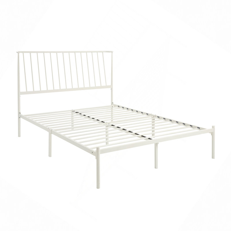 Lit moderne, lit plateforme en métal, tête de lit à angle, meubles de chambre à coucher 1pc, Grand lit, Blanc