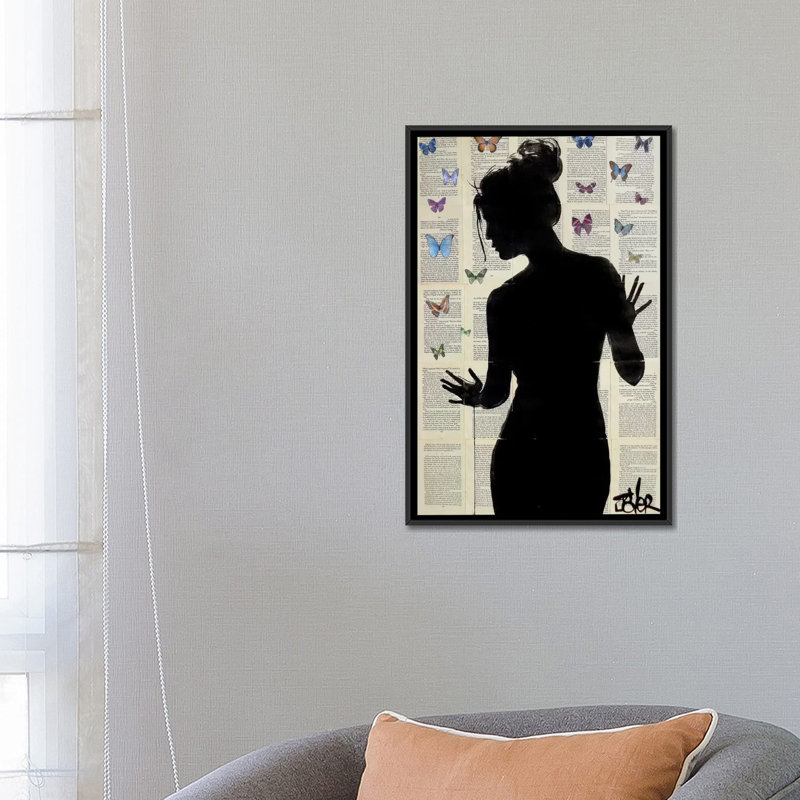 «Butterfly Effect», impression sur toile tendue, H 26 po x l 18 po x P 1,5 po, Toile avec cadre noir, Pas de tapis