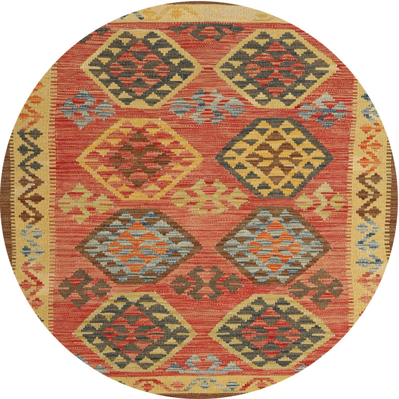 Tapis gris/brun/crème contemporaine, Rond 3 pi