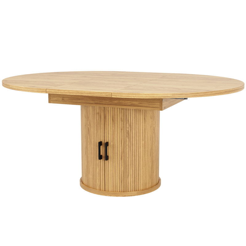 Extendable Round Dining Table, Natural