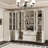 71'' H X 94.4'' W 4-Drawer Modular Bookcase With Frosted Glass Doors