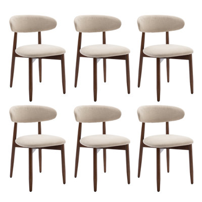 Upholstered Solid Wood Dining Chair, Curved Ergonomic Backrest, Modern Side Chair for Dining Room