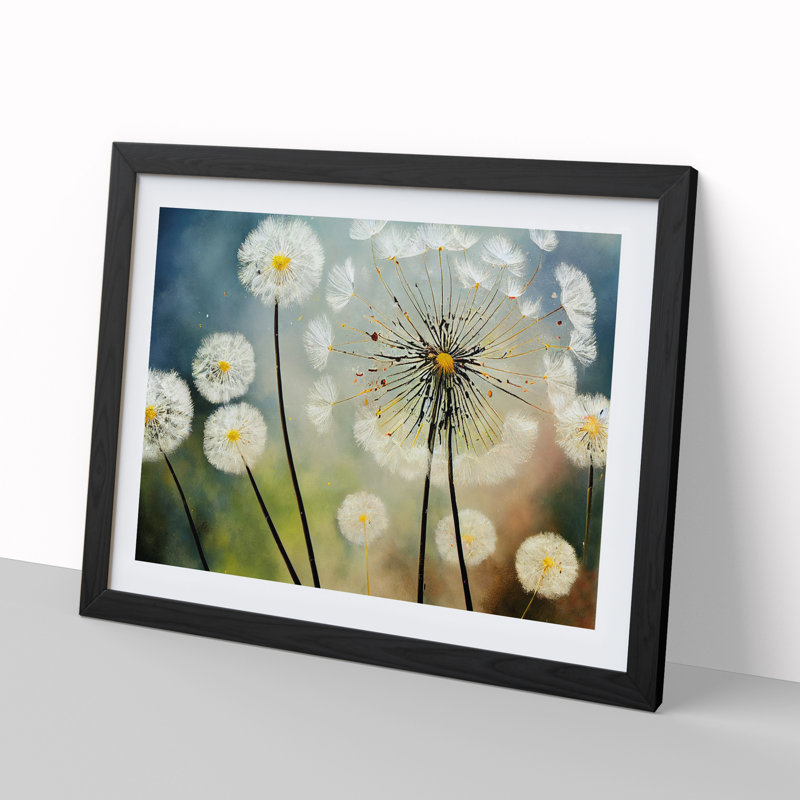 The Dandelion Flowers - Single Picture Frame Print, 46cm H x 64cm W, Black