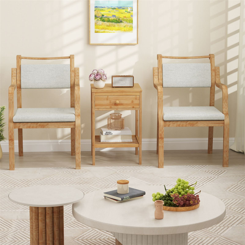 40cm W Bamboo / Rattan Bedside Table