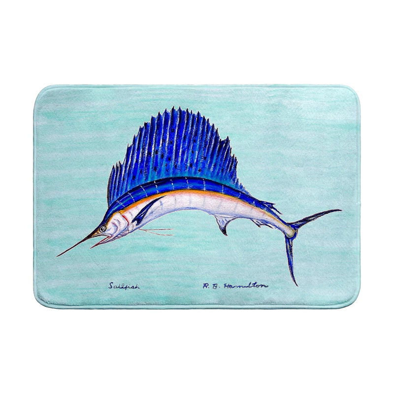 Sailfish - Tapis de bain, L 36 po x l 24 po, Sarcelle