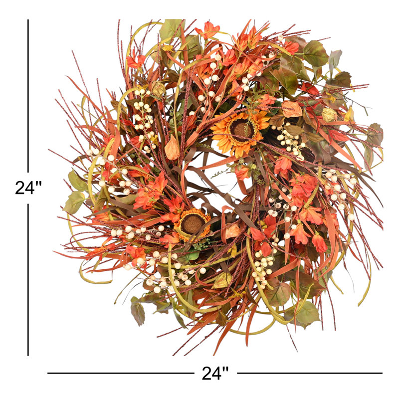 Grande couronne de tournesol 24 po Farmhouse