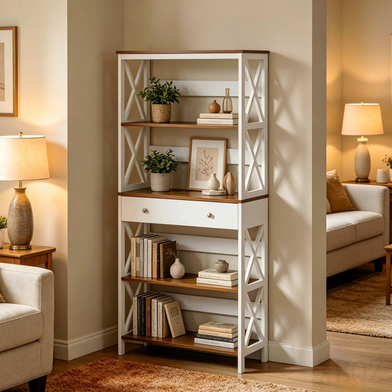 Chic Storage Shelf, Display Shelf, Bookshelf with Drawer, Display Rack in office
