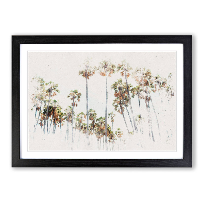 Palm Trees in Sri Lanka - Picture Frame Painting Print on MDF, 45cm H x 63cm W x 2cm D, Black Framed